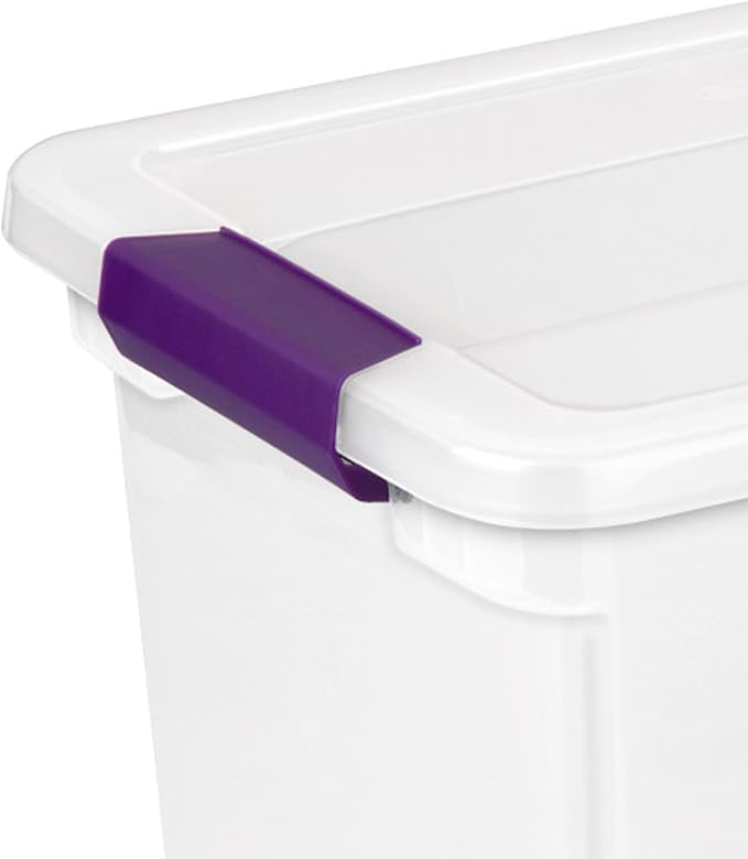 Sterilite 27 Quart ClearView Latch Box, Stackable Storage Bin with Latching Lid, Organize Clothes, Shoes in Closet, Clear Base and Lid, 18-Pack
