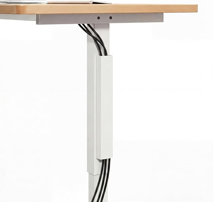 Blulu 1 Pack Steel Magnetic 14 Inch Cable Management Channel for Under Desk Leg Vertical Wire Hider Cover Cable Desk Organizer No Drill Cord Organizer Cord Hider Management for Home Office (White)