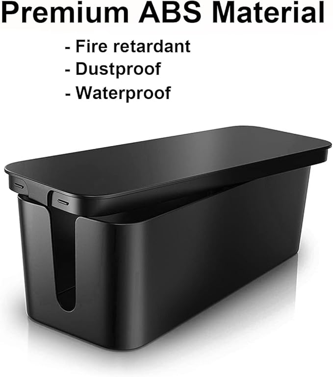 Cable Management Box - 3 Pack Cord Organizer Box for Desk - Large Medium Small Cable Box to Hide Power Strip & Wires - Pet-Safe Cord Hider for TV Computer Under Desk - Black