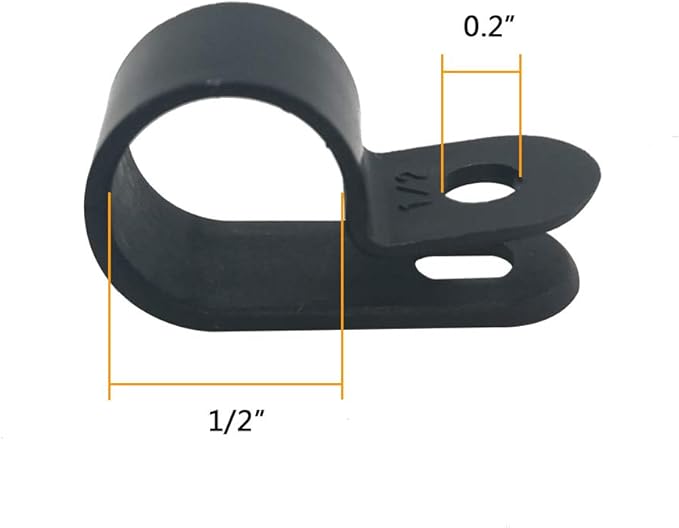 Cable Clamp R-Type Cable Clip Wire Clamp 1/2" Nylon Screw Mounting Cord Fastener