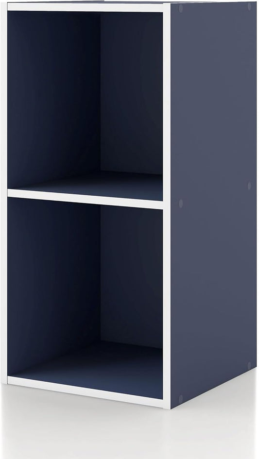 Homes, Inside + Out Apexa 2-Cube Storage Organizer Shelves, Steel Blue