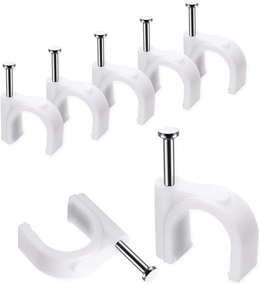 Cable Clips, 100 Pcs, 10mm, Wire Wall Clips with Steel Nails