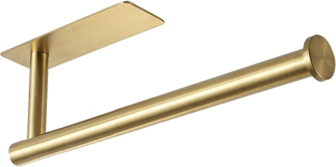 theaoo Paper Towel Holder - Under Cabinet Paper Towel Holder for Kitchen, Adhesive Paper Towel Roll Rack for Bathroom Towel, Wall Mounted Paper Towel Rack, SUS304 Stainless Steel(1, Gold)