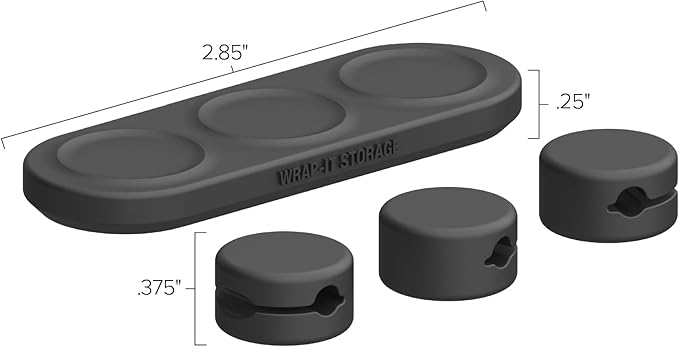 Wrap-It Storage MagnaDock Magnetic Cable Holder - 2-Pack (Black) - Adhesive Cable Clips Cord Organizer Desktop Cord Holder for Nightstand Desk Cable Management