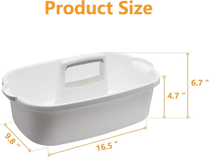 Goderewild Multi-Purpose Plastic Cleaning Caddy with Handle, Shower Caddy Organizer/Storage Basket/Totes Portable for Bathroom Supplies, Cleaning Products, Under Sink Tool, Housekeepers (White)