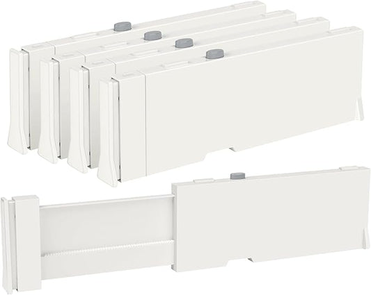 4 Pack Drawer Dividers for Clothes, Kitchen & Office Storage