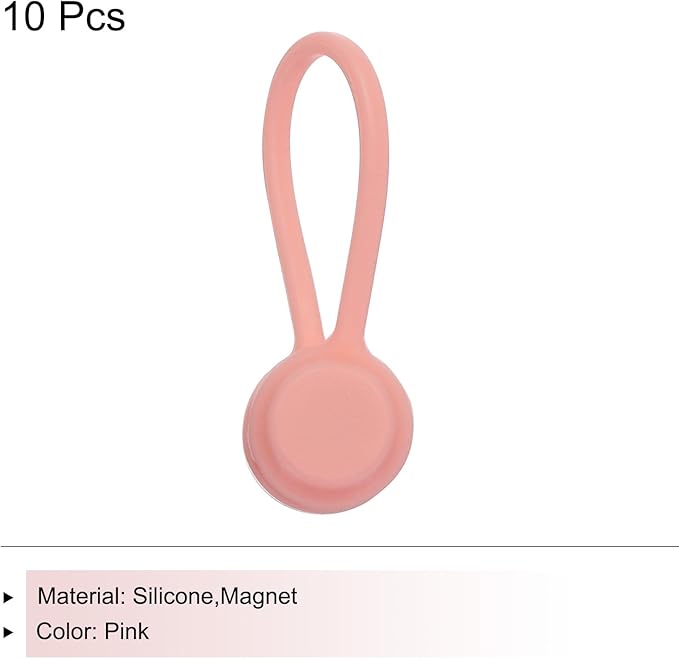 MECCANIXITY Magnetic Cable Clips 4.3 Inch x 0.6 Inch Pink Magnetic Cord Organizer Cable Ties Reusable Twist Ties for Home, Kitchen, Office, 10 Pcs