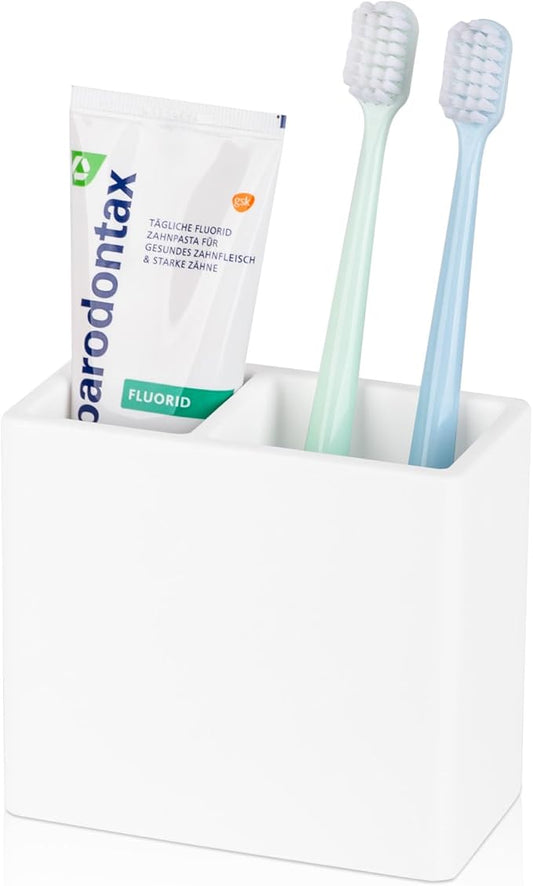 Diatomite Toothbrush Holder 2 Slots Tooth Brush Holder for Bathroom, White