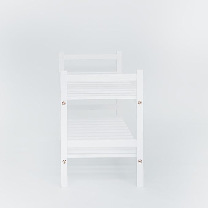 Wood Stackable Wooden Shoe Rack Organizer for Closet Storage, White