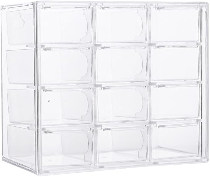 Acrylic Drawer Organizer, Clear Desk Organizer with Drawer, Plastic Stackable Storage Drawers with 12 Drawers, Dustproof for Jewelry, Craft, Office Supplies