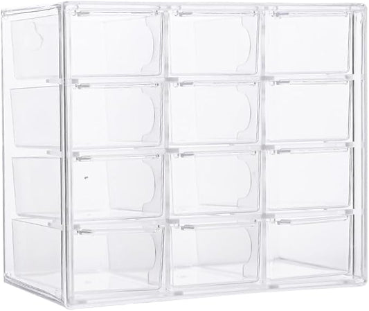 Acrylic Drawer Organizer, Clear Desk Organizer with Drawer, Plastic Stackable Storage Drawers with 12 Drawers, Dustproof for Jewelry, Craft, Office Supplies