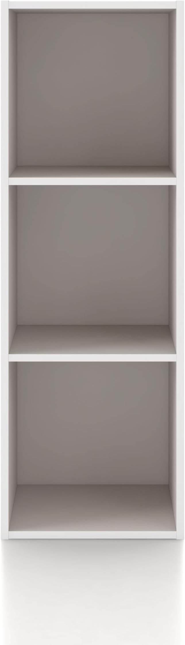 Homes: Inside + Out Apexa 3-Cube Storage Organizer Shelves, Stackable Wood Bookcase Fits Cubby Bins for Organization, Dorm Teen Room Decor & Home Office, Taupe Grey