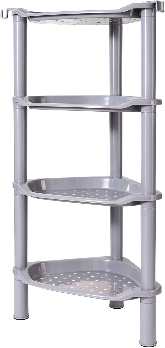 4 Tier Shower Caddy Corner, Plastic Shower Shelf Organizer for Inside Bathroom