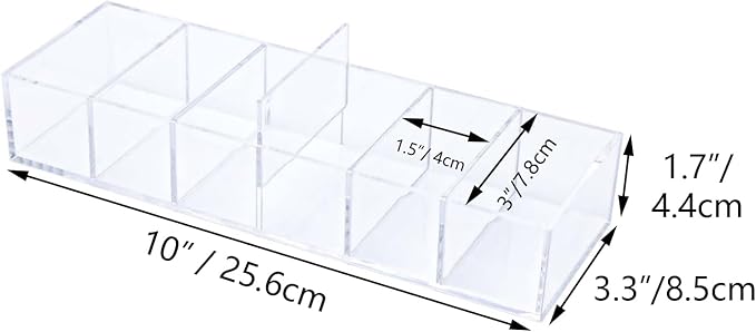 Clear Drawer Organizer 6-Section Desk Compartment Acrylic Tray Holder