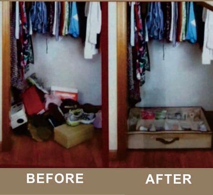 2PCS Ladies/Kids Storage Household Shoe Bag 12 Cells Underbed Foldable Closet Organizer Beige