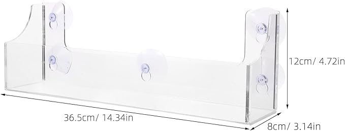 1 PCS Shower Shelf Suction Cup, Clear Acrylic Floating Bathroom Organizer, No Drill Wall Mounted Storage Caddy, Transparent Basket Rack for Inside Shower, Window, Kitchen, Refrigerator