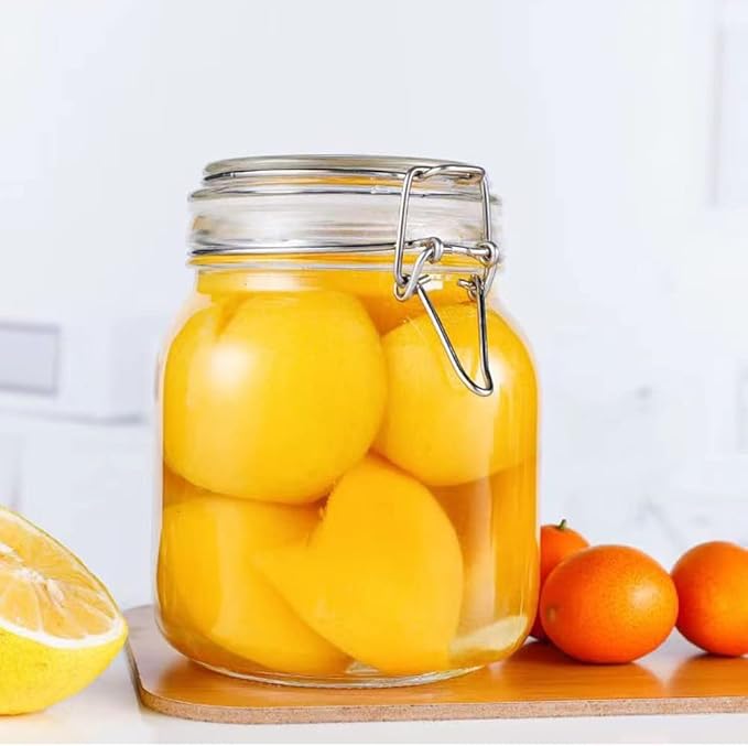 32oz Glass Food Storage Jars with Airtight Clamp Lids
