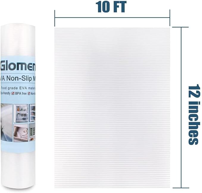 Glomen Shelf Liner, Non-Slip Cabinet Liner, Washable Oil-Proof for Kitchen Cabinet, Shelves, Refrigerator, Storage, Desks, 12 Inches x 10 FT, Non Adhesive Drawers Liner (12 Inches x 10 FT)…