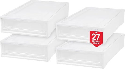 USA 27 Qt. Plastic Under Bed Storage Stackable Organizer Bin Container