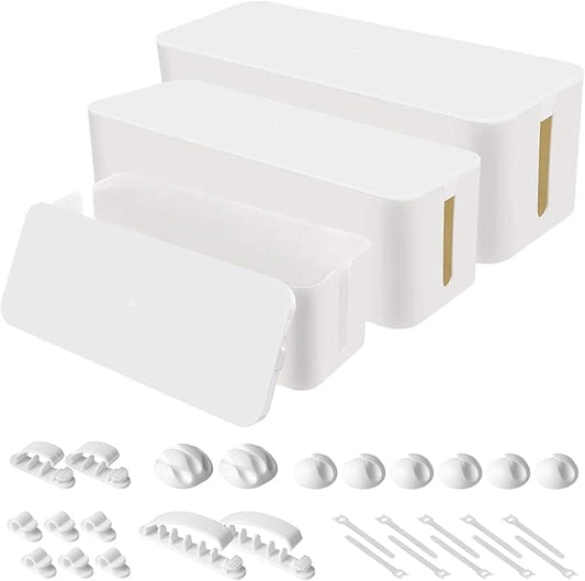 Cable Organizer Box Set of Three, White