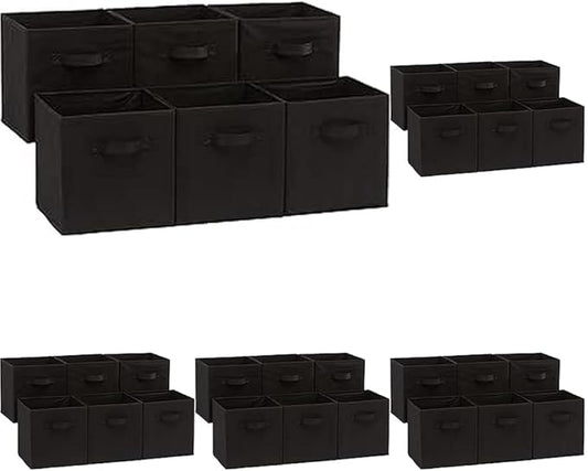 Amazon Basics Collapsible Fabric Storage Bins Organizer with Handles, Pack of 5