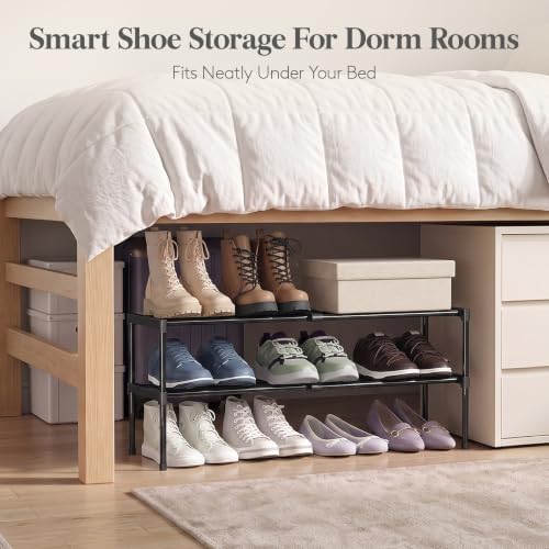 Expandable Shoe Rack for Closet, Pre-Assembled Shelves, 3 Tier