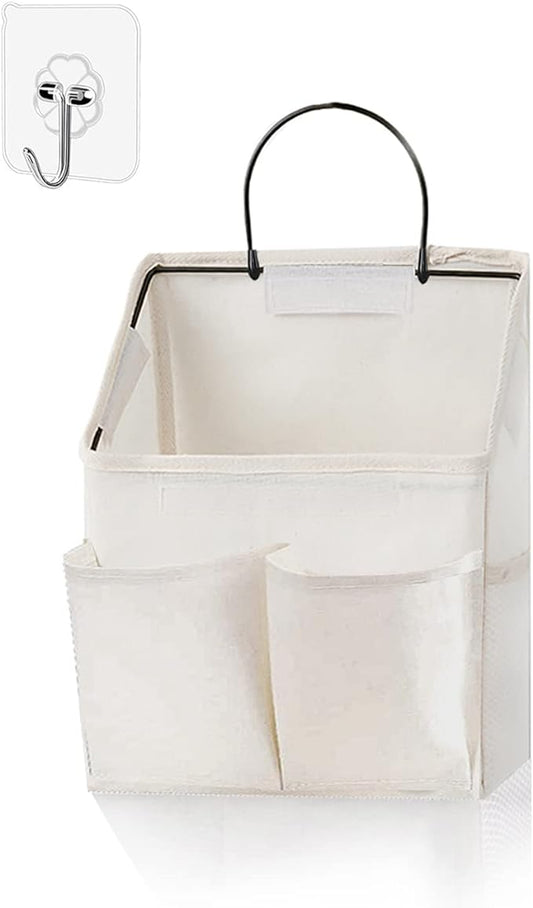 Wall Hanging Storage Bag, Wall Hanging Organizer Bags with Pockets, White 1
