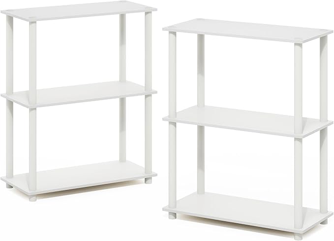 Furinno Turn-N-Tube Storage Shelves Set of 2, 3-Tier Book Shelf, Corner Shelf