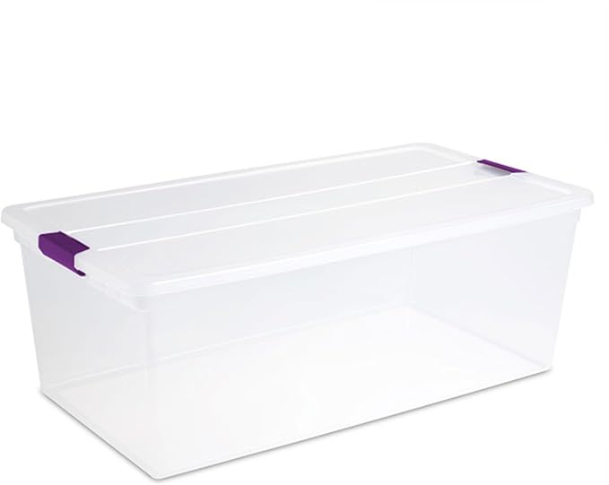 Sterilite 12-Pack 110 Quart ClearView Latch Box, Stackable Organizer Bins with Latching Lids - Clear Plastic Organization Containers for Closet, Bedroom, Shelving Units and Everyday Home Storage