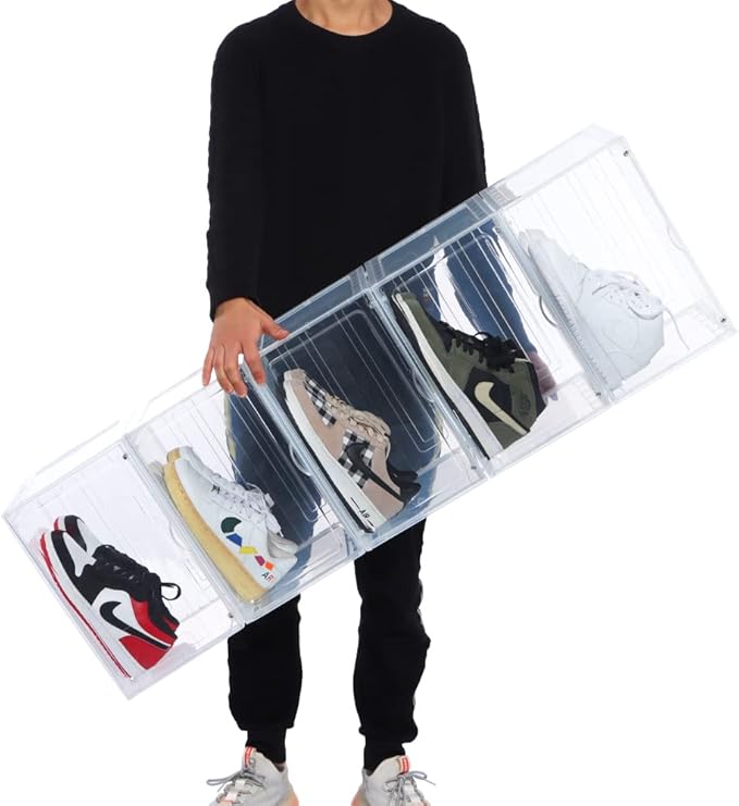 8 PACK XL Shoe Storage Box, Drop Side Sneaker Display Case