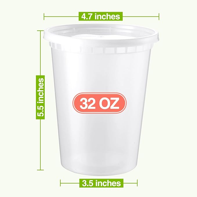 30 Set 32oz Deli-Containers-with-Lids, Airtight Food-Storage-Containers