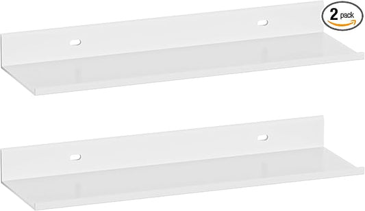 Adhesive Shower Shelves for Wall 2 Pack, White Metal Shower Caddy 40cm