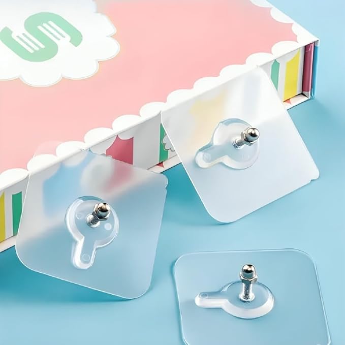 Shower Caddy Adhesive Replacement 20 pcs, Adhesive Screws, No Drill Adhesive Mounting Stickers for Bathroom Organizer, Wall Shelf & Rack | Strong Waterproof Transparent Glue Pads – Pack of 20