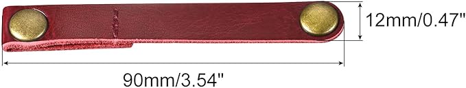 MECCANIXITY Pack of 5 Leather Cable Straps Cord Organizer 90x12mm Portable Cable Leather Clips Burgundy Earphone Cord Management for Cable, Wire
