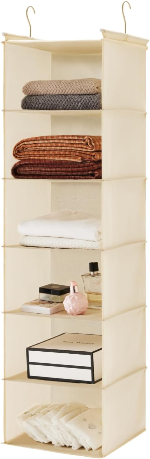 Houser 6 Tier Shelf Hanging Closet Organizer, Beige