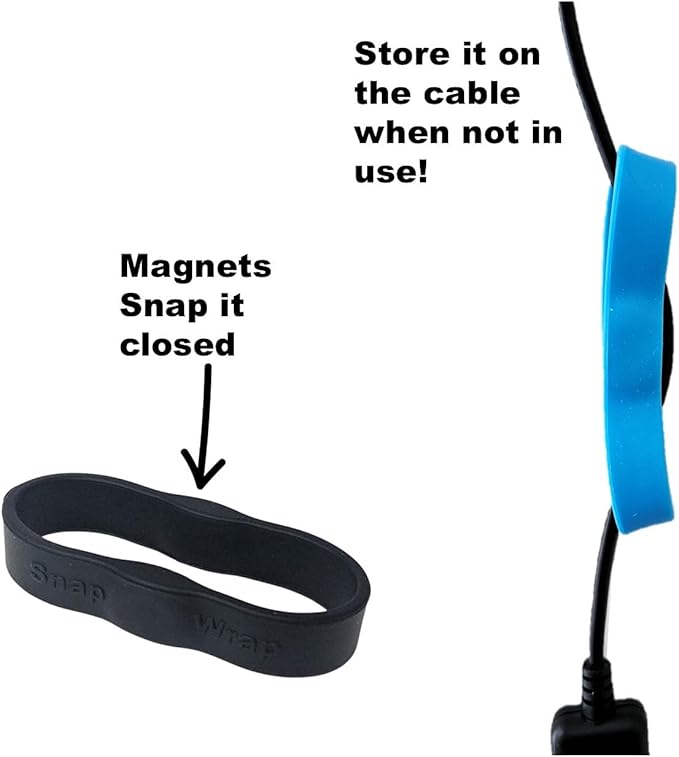 Snap Wrap | Pro Silicone Magnetic Cable Organizer 6-Pack | Easy One-Hand Operation Cable Management Bands for Home, Office, and Travel | Tidy Cable and Wire Storage