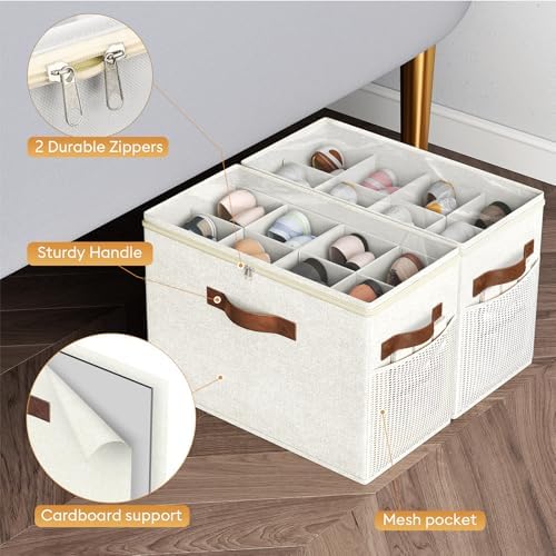 2 Pack Shoe Organizer for Closet, Foldable Shoe Storage with Adjustable