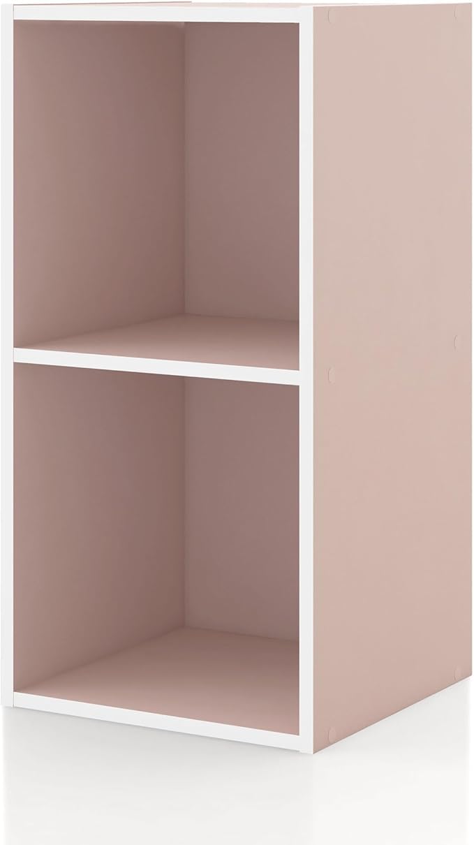 Homes, Inside + Out Apexa 2-Cube Storage Organizer Shelves, Light Pink
