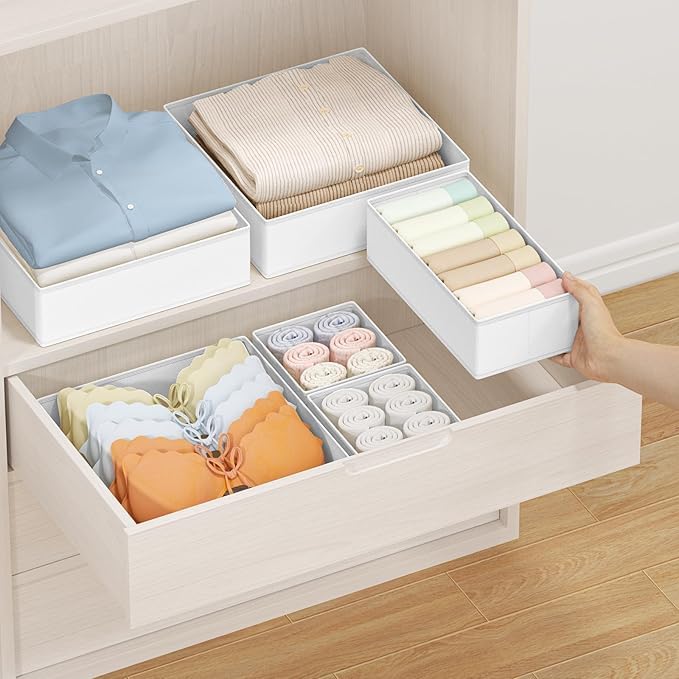Drawer Organizer Clothes 14 Pack, White