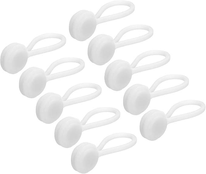 MECCANIXITY Magnetic Cable Clips 4.3 Inch x 0.6 Inch White Magnetic Cord Organizer Cable Ties Reusable Twist Ties for Home, Kitchen, Office, 10 Pcs