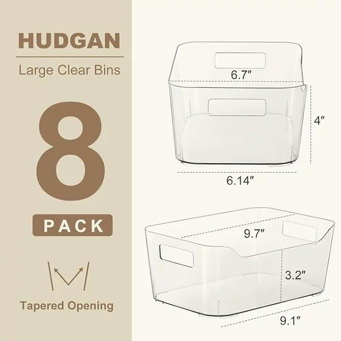 8 Pack Clear Pantry Organizer Bins for Kitchen