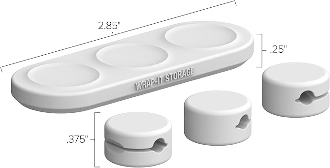Wrap-It Storage MagnaDock Magnetic Cable Holder - 2-Pack (White) - Adhesive Cable Clips Cord Organizer Desktop Cord Holder for Nightstand Desk Cable Management