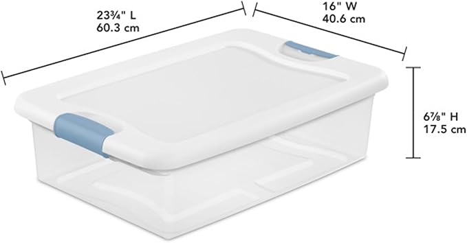 24-Pack Latching Box, Clear Plastic Under Bed Storage Bins with Lids, 32 Quart
