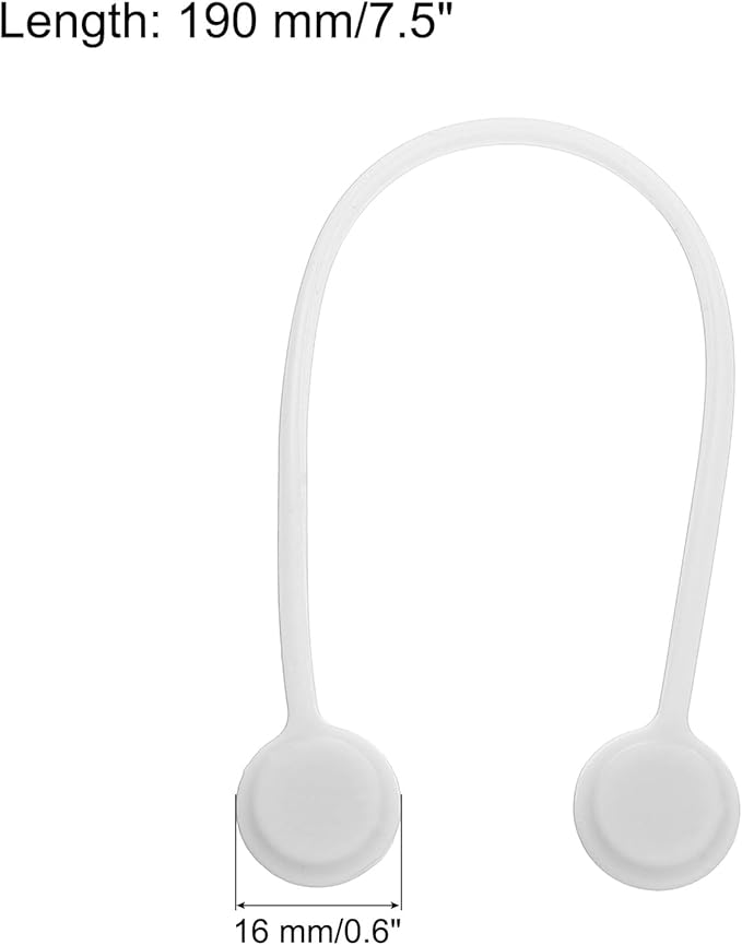 MECCANIXITY Magnetic Cable Clips 7.5 Inch x 0.6 Inch White Magnetic Cord Organizer Cable Ties Reusable Twist Ties for Home, Kitchen, Office, 10 Pcs
