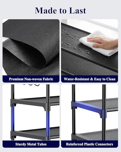 10 Tier Shoe Rack, Tall Shoe Organizer, 32.2" Wide, Black