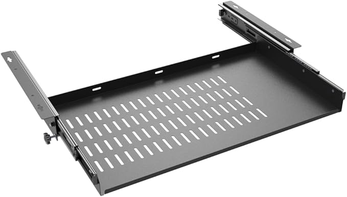 21 inch Sliding Under Desk Laptop Mount with Air Vents, Metal Under Desk Slide Out Tray for Laptop (21 Inch)