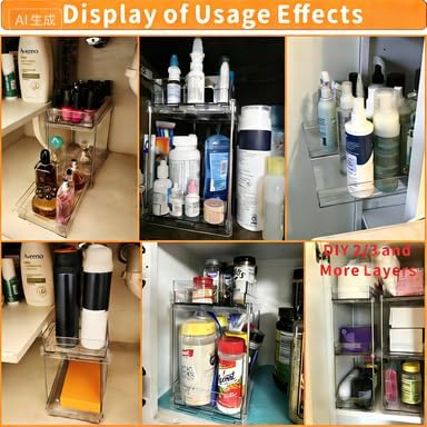 2 Tier Pull Out Cabinet Organizer and Medicine Cabinet Storage for Supplement