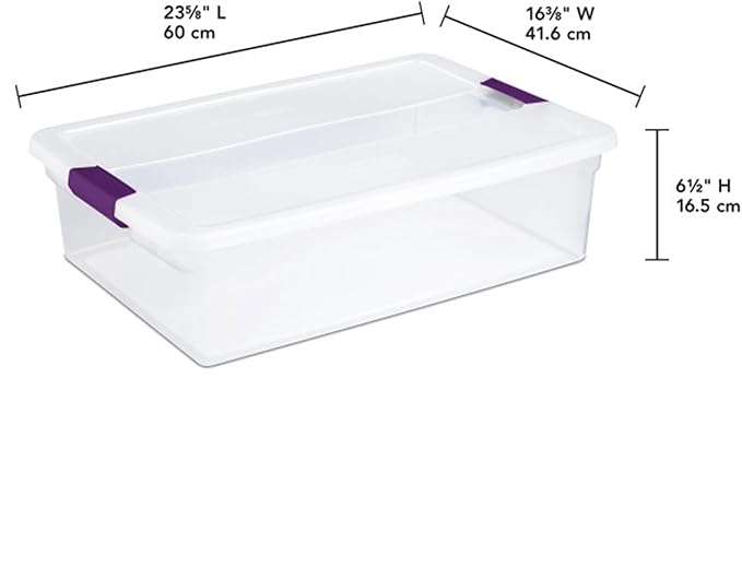 32 Qt ClearView Latch Storage Box, Stackable Bin with Latching Lid