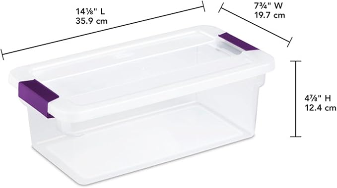 Sterilite 12-Pack ClearView Latch Box, Stackable Clear Organizer Bins with Lids, 6 Qt – Plastic Tote Containers for Closet, Office, Bedroom, Shelving Units and Everyday Home Storage Organization