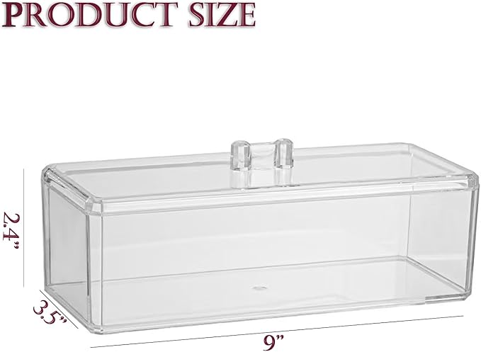 Hair Accessories Organizer for Girls, Clear Acrylic Hair Tie Organizer for Headband, bows, Hair Clip, Cotton Swab Organization, Hair Clip Holder, no Compartments Storage with Lid